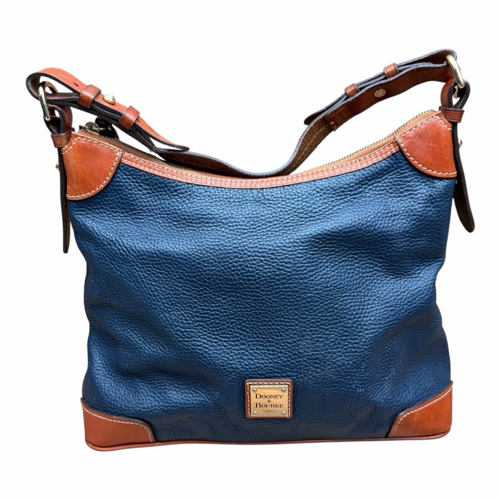Dooney & Bourke Navy and Tan Leather Shoulder Bag